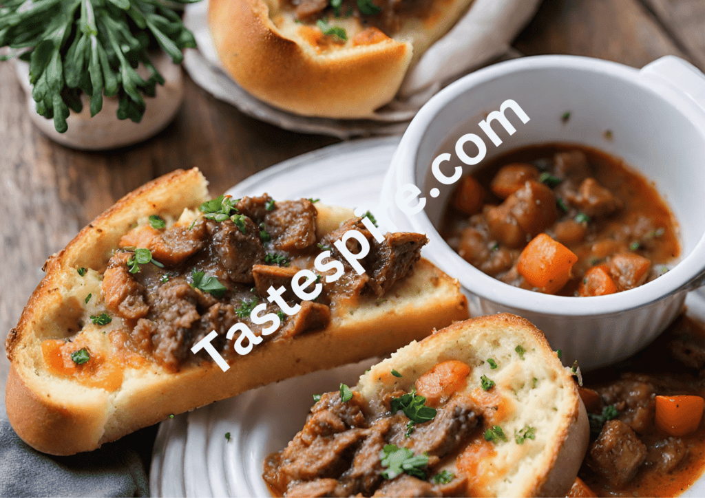 Garlic Bread with Beef Stew