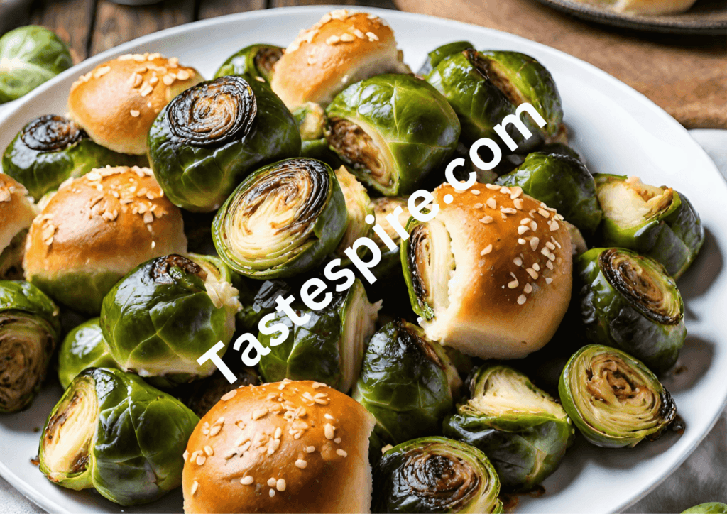 Roasted Brussels Sprouts with Dinner Rolls