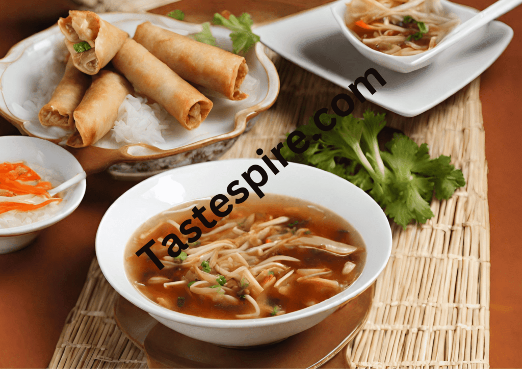Hot and Sour Soup with egg rolls