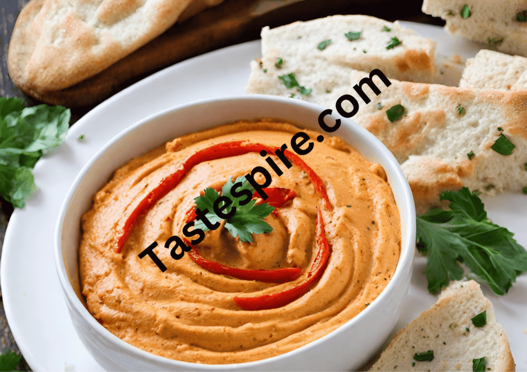 Roasted Red Pepper Hummus with Focaccia