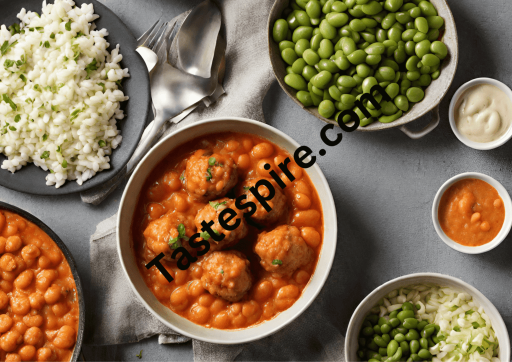 Buffalo Chicken Meatballs with Lima Beans