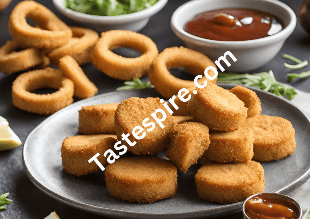 Baked Tofu Nuggets with Onion Rings