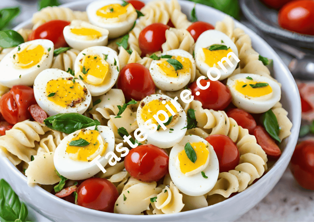 Caprese Pasta Salad With Deviled Eggs