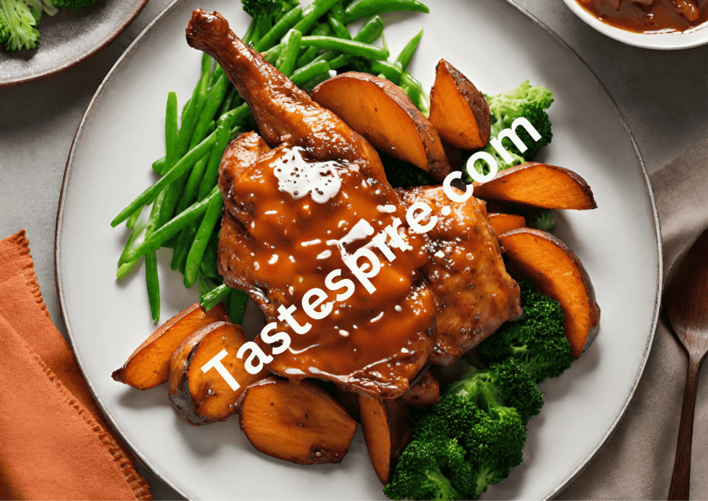 Bourbon Chicken with Baked Sweet Potatoes