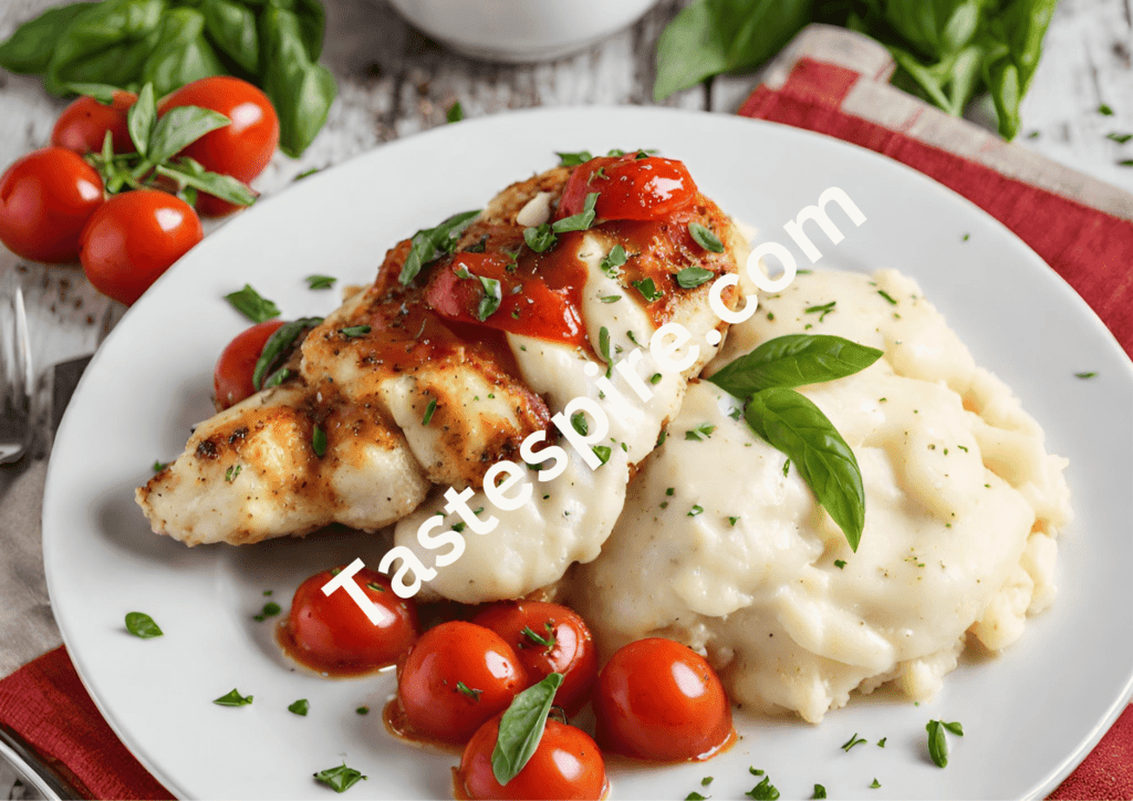 Chicken Caprese with Garlic Mashed Potatoes