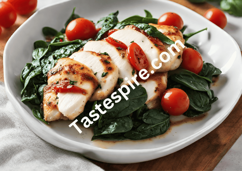 Chicken Caprese with Sauteed Spinach